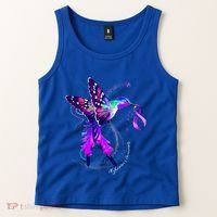 Hummingbird Holding Purple Ribbon AlzheimerS Tank Top thumb 2