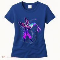 Hummingbird Holding Purple Ribbon AlzheimerS Women's T-Shirt thumb 0