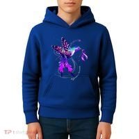 Hummingbird Holding Purple Ribbon AlzheimerS Kids Hoodie thumb 4