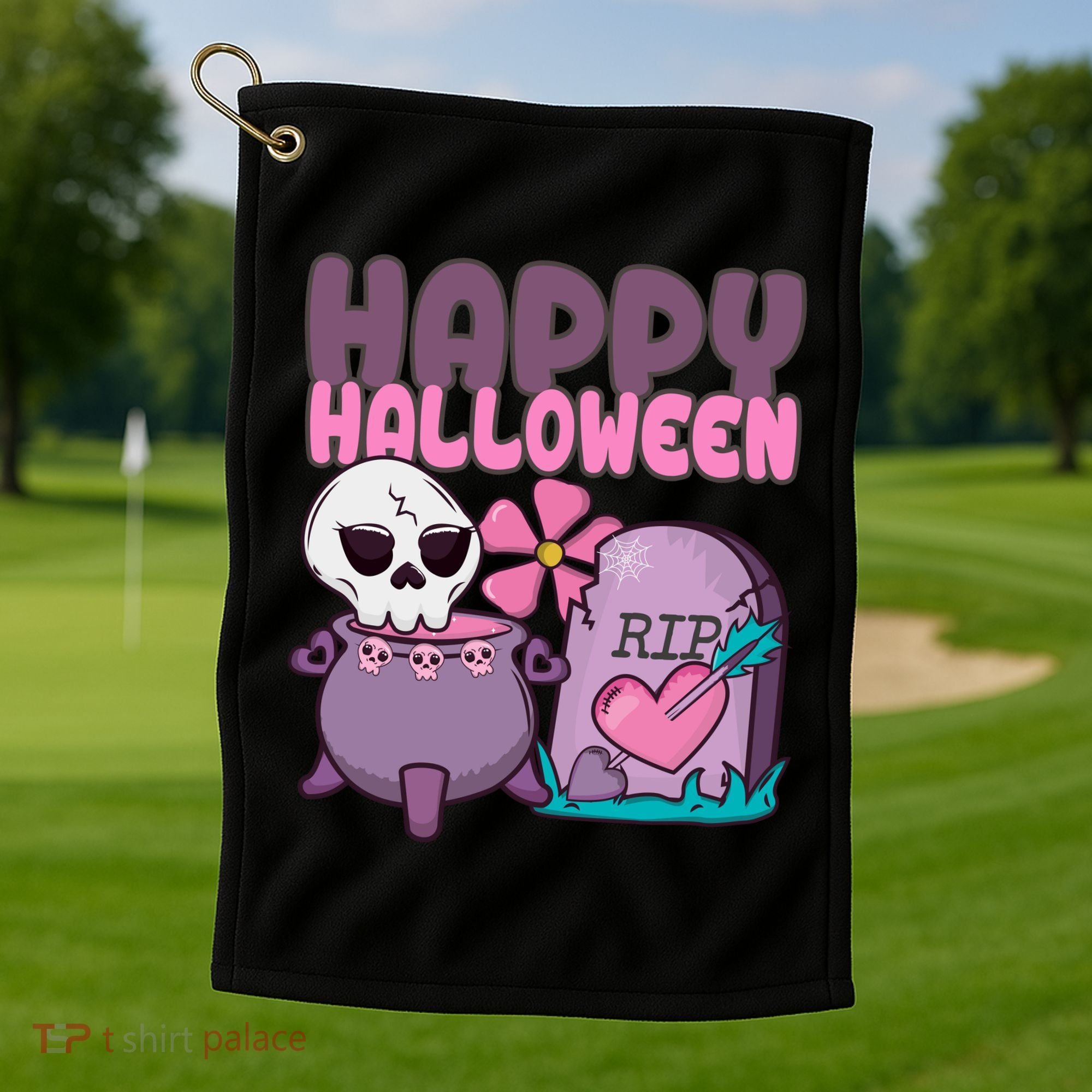 Happy Halloween Pink Cute Golf Towel
