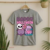 Happy Halloween Pink Cute T-Shirt thumb 2