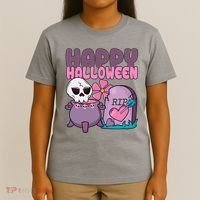 Happy Halloween Pink Cute T-Shirt thumb 4