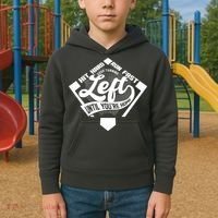 Hit Hard Run Fast Keep Turning Left Until Youre Home Baseball Kids Hoodie thumb 2