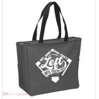 Hit Hard Run Fast Keep Turning Left Until Youre Home Baseball Tote Bag thumb 2