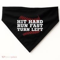 Hit Hard Run Fast Turn Left Funny Baseball Player & Fan USA-Made Doggie Bandana thumb 0