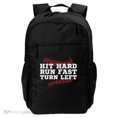 Hit Hard Run Fast Turn Left Funny Baseball Player & Fan Backpack