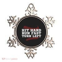 Hit Hard Run Fast Turn Left Funny Baseball Player & Fan Ornament thumb 0