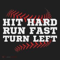 Hit Hard Run Fast Turn Left Funny Baseball Player & Fan Hat thumb 2