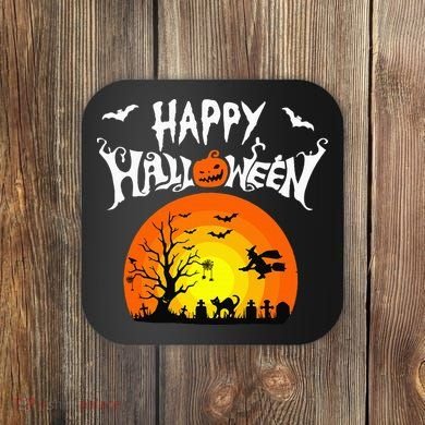 Happy Halloween Retro Coaster
