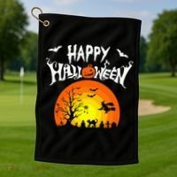 Happy Halloween Retro Golf Towel thumb 1