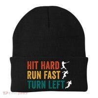 Hit Hard Run Fast Turn Left Funny Baseball Player And Fan Cool Gift Beanie thumb 0