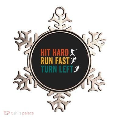 Hit Hard Run Fast Turn Left Funny Baseball Player And Fan Cool Gift Ornament