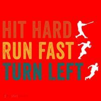 Hit Hard Run Fast Turn Left Funny Baseball Player And Fan Cool Gift Santa Hat thumb 1
