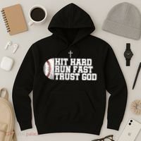Hit Hard Run Fast Trust God Hoodie thumb 3