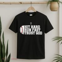 Hit Hard Run Fast Trust God T-Shirt thumb 2