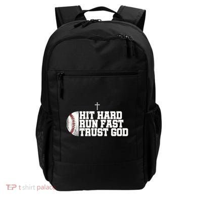 Hit Hard Run Fast Trust God Backpack