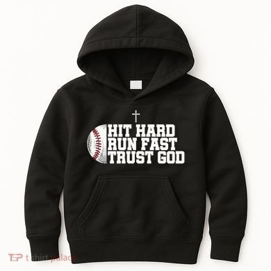Hit Hard Run Fast Trust God Kids Hoodie