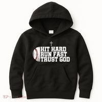 Hit Hard Run Fast Trust God Kids Hoodie thumb 0