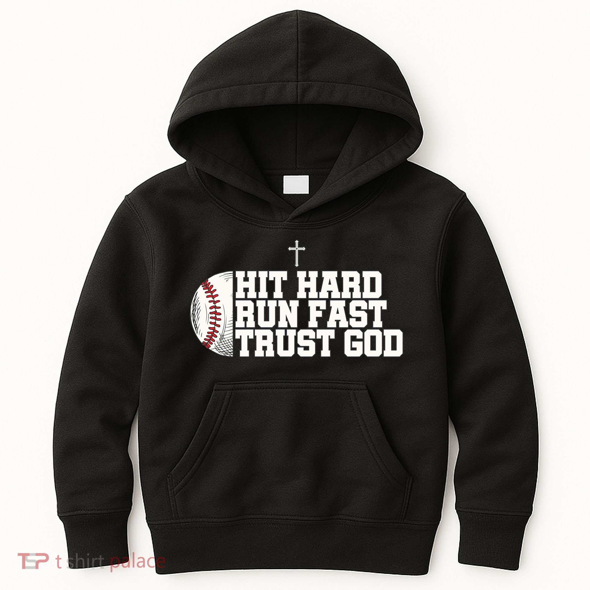 Hit Hard Run Fast Trust God Kids Hoodie