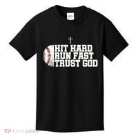 Hit Hard Run Fast Trust God Kids T-Shirt thumb 0