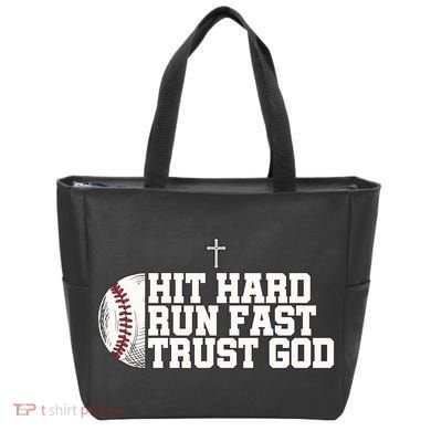 Hit Hard Run Fast Trust God Tote Bag