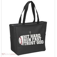 Hit Hard Run Fast Trust God Tote Bag thumb 2