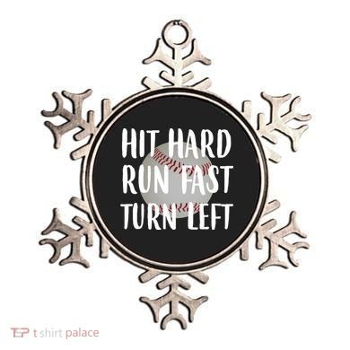 Hit Hard Run Fast Turn Left Baseball Ornament