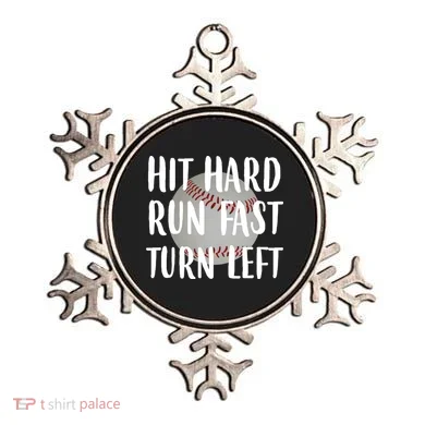 Hit Hard Run Fast Turn Left Baseball Ornament