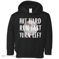 Hit Hard Run Fast Turn Left Baseball Toddler Hoodie thumb 0