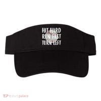 Hit Hard Run Fast Turn Left Baseball Visor thumb 0