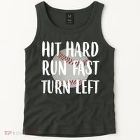Hit Hard Run Fast Turn Left Baseball Tank Top thumb 2