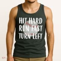 Hit Hard Run Fast Turn Left Baseball Tank Top thumb 3