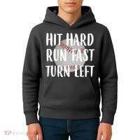 Hit Hard Run Fast Turn Left Baseball Kids Hoodie thumb 4