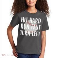 Hit Hard Run Fast Turn Left Baseball Kids T-Shirt thumb 2