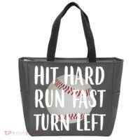 Hit Hard Run Fast Turn Left Baseball Tote Bag thumb 0