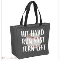 Hit Hard Run Fast Turn Left Baseball Tote Bag thumb 2