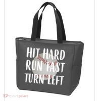 Hit Hard Run Fast Turn Left Baseball Tote Bag thumb 3