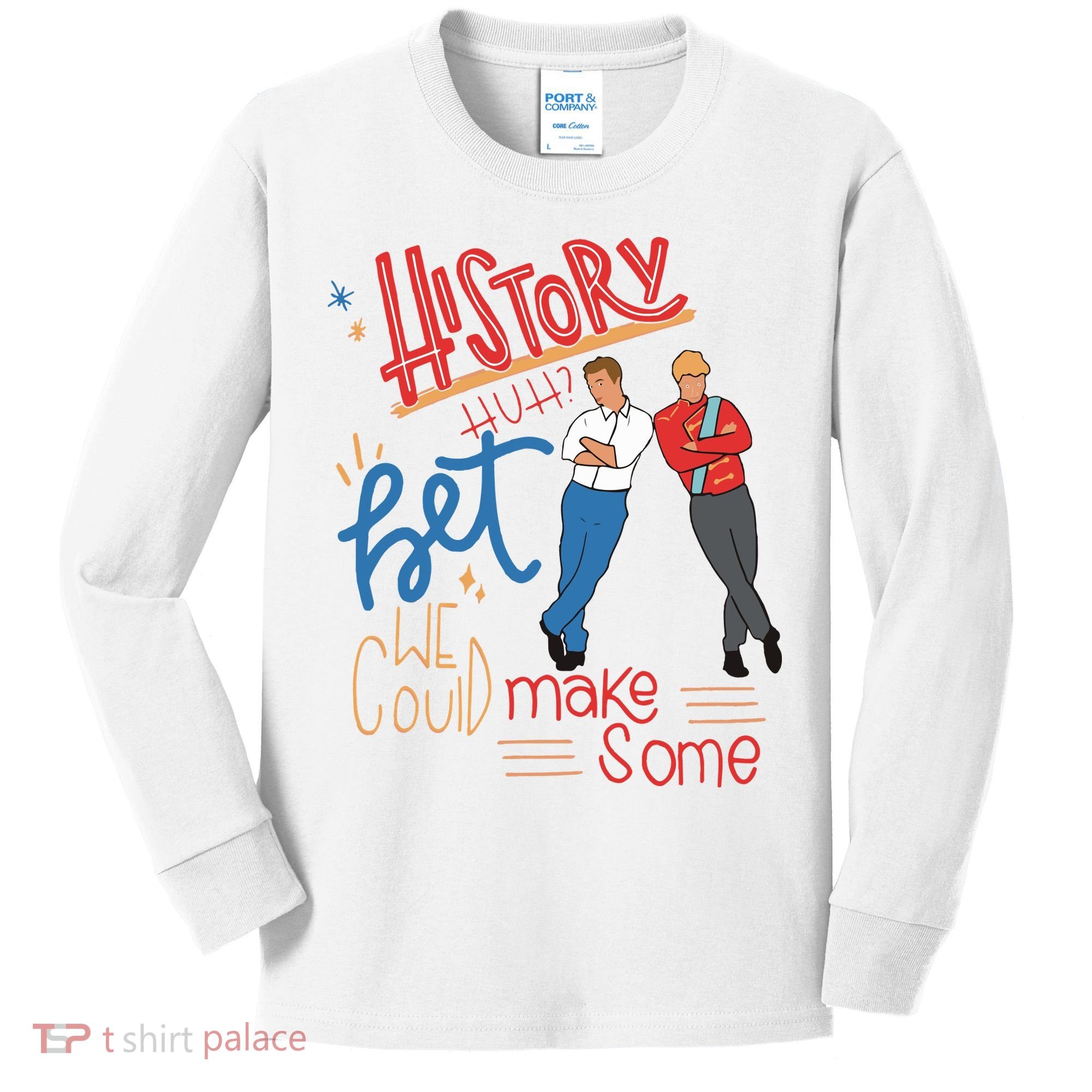 History Huh Red White And Royal Blue Kids Long Sleeve Shirt