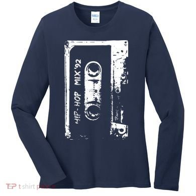 Hip Hop Rap Mixtape Cassette DJ Retro 90s Women's Long Sleeve Shirt