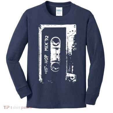 Hip Hop Rap Mixtape Cassette DJ Retro 90s Kids Long Sleeve Shirt