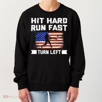 Hit Hard Run Fast Turn Left Baseball Gift Women's Sweatshirt thumb 0
