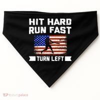 Hit Hard Run Fast Turn Left Baseball Gift USA-Made Doggie Bandana thumb 0