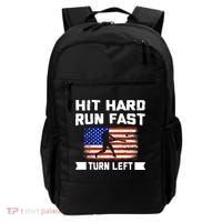 Hit Hard Run Fast Turn Left Baseball Gift Backpack thumb 0