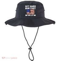 Hit Hard Run Fast Turn Left Baseball Gift Bucket Hat thumb 0