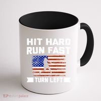 Hit Hard Run Fast Turn Left Baseball Gift Coffee Mug thumb 1
