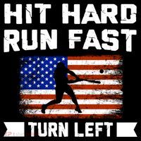 Hit Hard Run Fast Turn Left Baseball Gift Women's Hoodie thumb 2