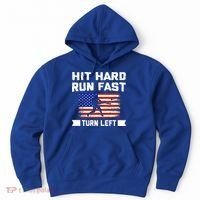 Hit Hard Run Fast Turn Left Baseball Gift Hoodie thumb 0