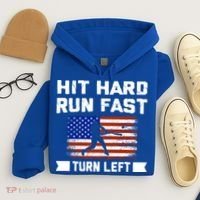 Hit Hard Run Fast Turn Left Baseball Gift Hoodie thumb 4