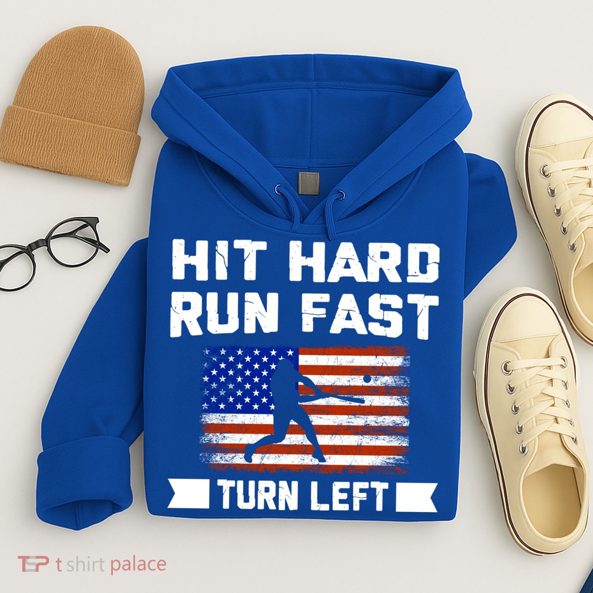 Hit Hard Run Fast Turn Left Baseball Gift Hoodie