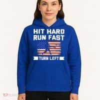 Hit Hard Run Fast Turn Left Baseball Gift Hoodie thumb 5